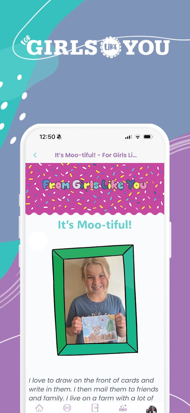 For Girls Like You app showing a reader-submitted story in the From Girls Like You section